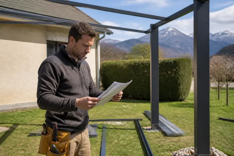 Montage d'un carport en kit : un homme bricole pour réduire le prix carport.