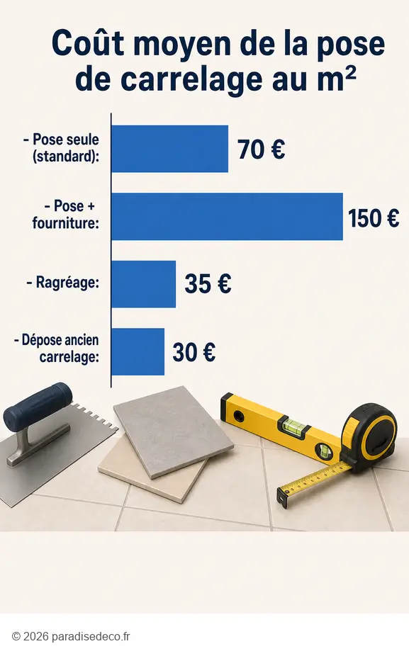 Comparer le prix de pose carrelage m2 : pose seule, avec fourniture, ragréage et dépose