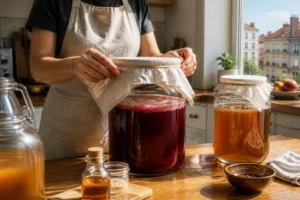 comment créer mère de vinaigre maison dans un bocal en verre sur un comptoir