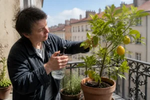 citronnier feuilles jaunes que faire, traitement naturel du feuillage sur un balcon ensoleillé à Lyon